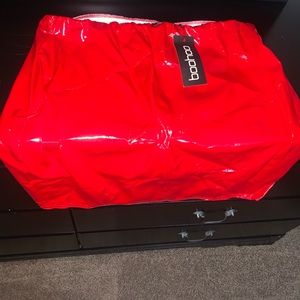 A red mini skirt from boo-hoo